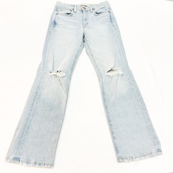 AYR The Sugar Straight Leg Light Wash Denim Jeans Ripped Size 29 Short MINT - Picture 2 of 10